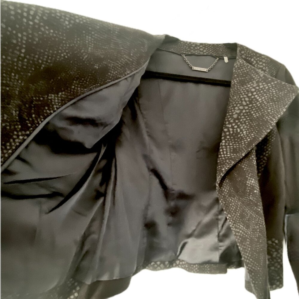 Elie Tahari Python Pattern Suede Moto Jacket Asymmetric Zip in Black Women's M - Picture 11 of 12